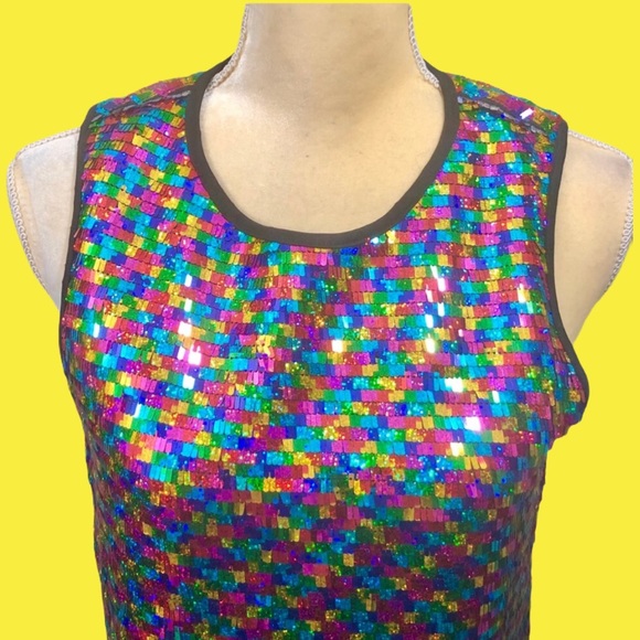 ASOS Rainbow Sequin Sleeveless Dress Sz 8 NWT - Picture 2 of 14